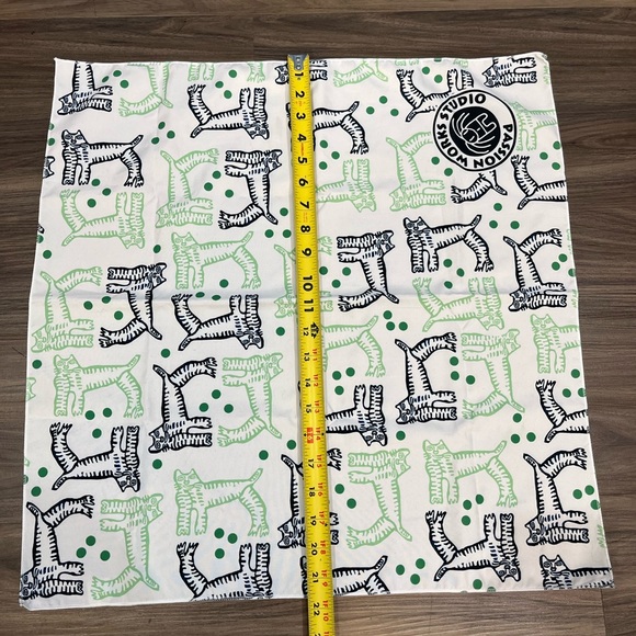Passion Works Studio Green And Navy All Over Cat Print Bandana Handkerchief - Picture 10 of 11